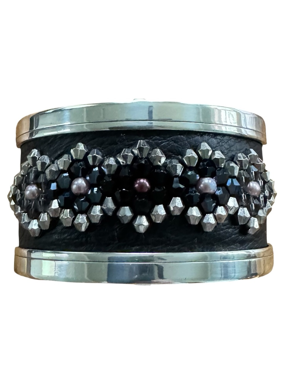 Brighton Christo New Delhi-Patel Wide Cuff Bracelet Set Removable Beaded Insert - Picture 3 of 6